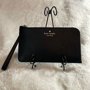 Kate spade wristlet black leather Brand new never used with tags.
